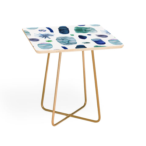 Ninola Design Blue Minimal Strokes Abstract Side Table
