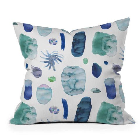 Ninola Design Blue Minimal Strokes Abstract Throw Pillow
