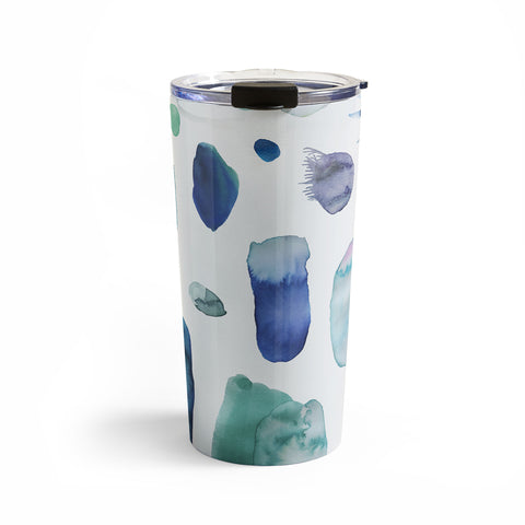 Ninola Design Blue Minimal Strokes Abstract Travel Mug