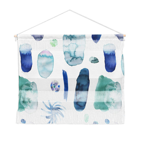 Ninola Design Blue Minimal Strokes Abstract Wall Hanging Landscape