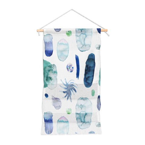 Ninola Design Blue Minimal Strokes Abstract Wall Hanging Portrait