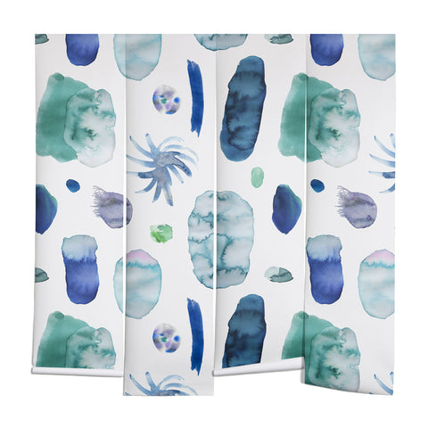 Ninola Design Blue Minimal Strokes Abstract Wall Mural