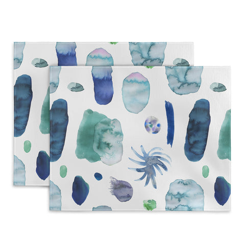 Ninola Design Blue Minimal Strokes Abstract Placemat
