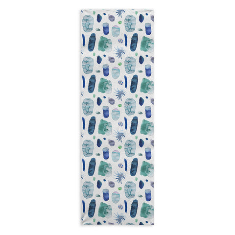 Ninola Design Blue Minimal Strokes Abstract Yoga Towel