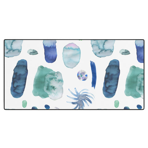 Ninola Design Blue Minimal Strokes Abstract Desk Mat