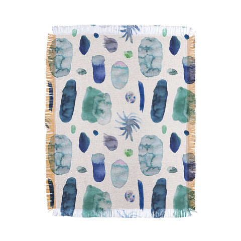 Ninola Design Blue Minimal Strokes Abstract Throw Blanket