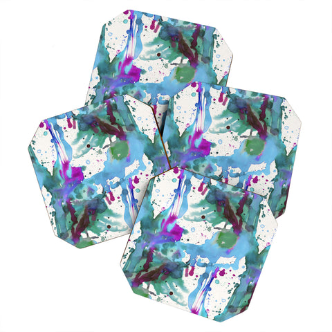 Ninola Design Blue paint splashes dripping Coaster Set