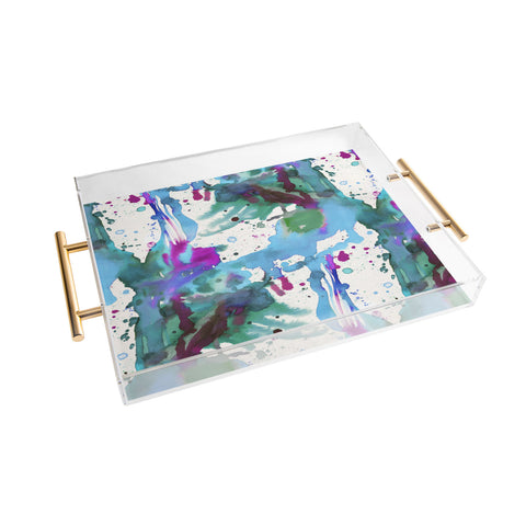 Ninola Design Blue paint splashes dripping Acrylic Tray