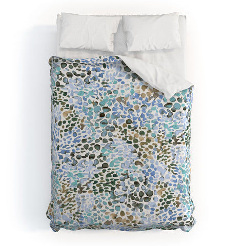 Ninola Design Blue Speckled Painting Watercolor Stains Duvet Cover