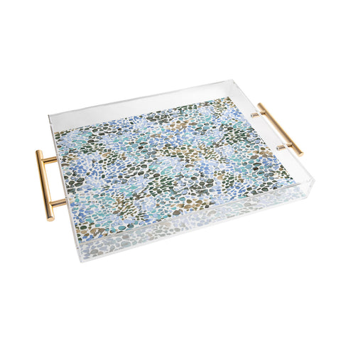 Ninola Design Blue Speckled Painting Watercolor Stains Acrylic Tray