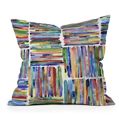 Ninola Design Bold and bright stripes Multi Outdoor Throw Pillow