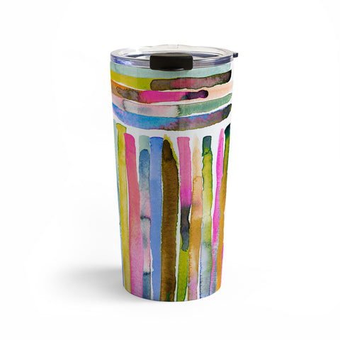 Ninola Design Bold bright stripes Pink Travel Mug
