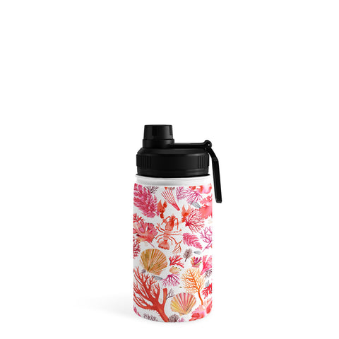Ninola Design Botanic Retreat Coral Reef Crab Lobster Red Water Bottle