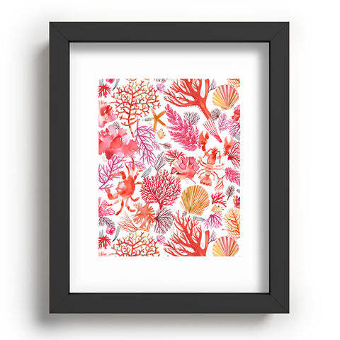 Ninola Design Botanic Retreat Coral Reef Crab Lobster Red Recessed Framing Rectangle