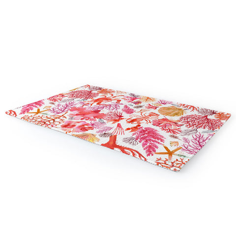 Ninola Design Botanic Retreat Coral Reef Crab Lobster Red Area Rug