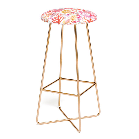 Ninola Design Botanic Retreat Coral Reef Crab Lobster Red Bar Stool