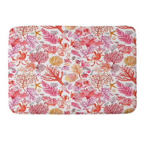 Ninola Design Botanic Retreat Coral Reef Crab Lobster Red Memory Foam Bath Mat