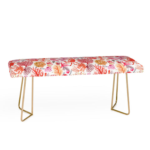 Ninola Design Botanic Retreat Coral Reef Crab Lobster Red Bench