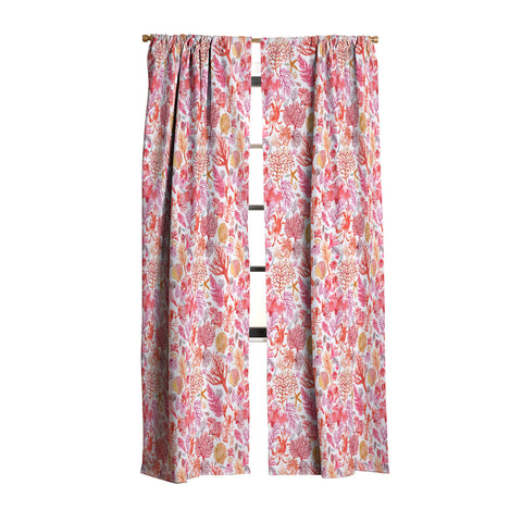 Ninola Design Botanic Retreat Coral Reef Crab Lobster Red Blackout Window Curtain