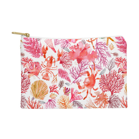 Ninola Design Botanic Retreat Coral Reef Crab Lobster Red Pouch