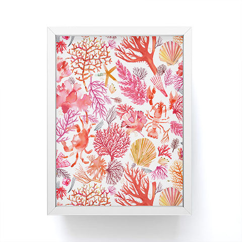 Ninola Design Botanic Retreat Coral Reef Crab Lobster Red Framed Mini Art Print