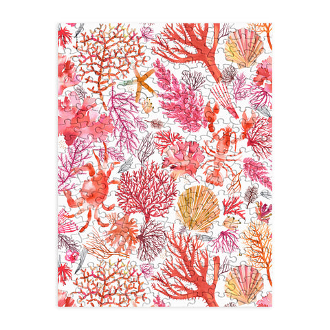Ninola Design Botanic Retreat Coral Reef Crab Lobster Red Puzzle