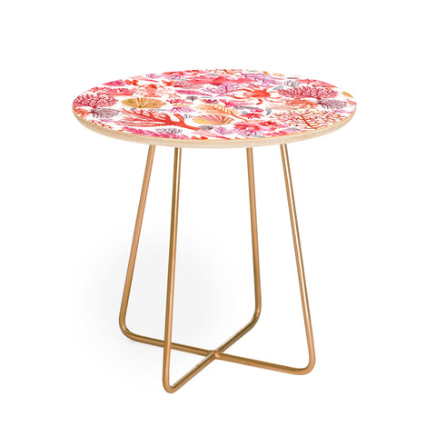 Ninola Design Botanic Retreat Coral Reef Crab Lobster Red Round Side Table