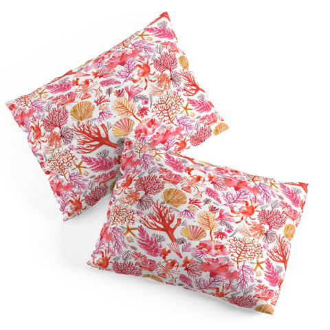 Ninola Design Botanic Retreat Coral Reef Crab Lobster Red Pillow Shams