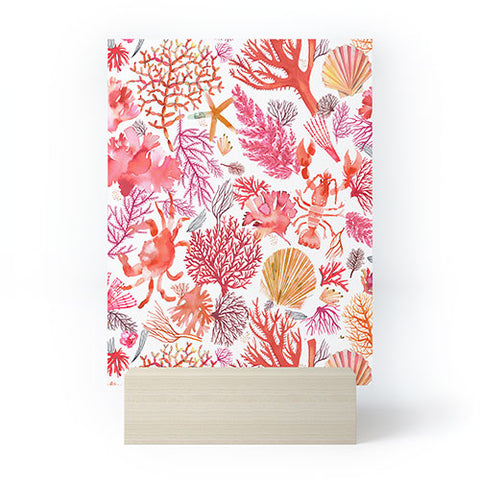 Ninola Design Botanic Retreat Coral Reef Crab Lobster Red Mini Art Print
