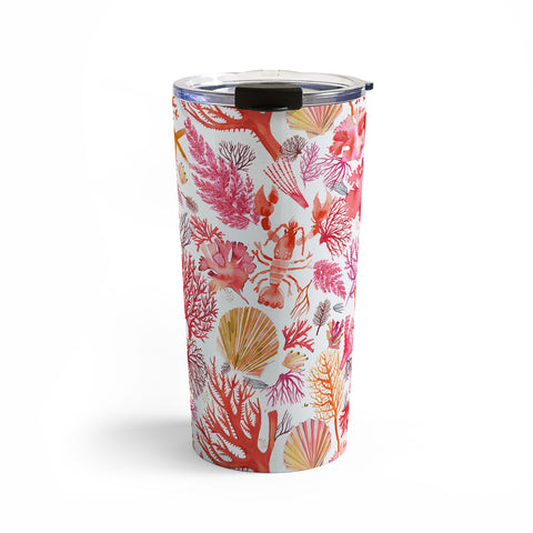 Ninola Design Botanic Retreat Coral Reef Crab Lobster Red Travel Mug