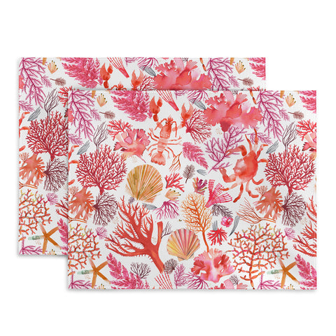 Ninola Design Botanic Retreat Coral Reef Crab Lobster Red Placemat