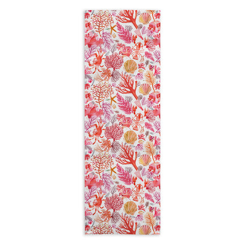 Ninola Design Botanic Retreat Coral Reef Crab Lobster Red Yoga Towel