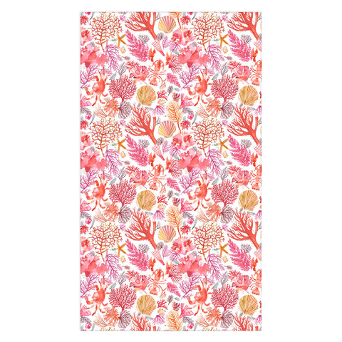 Ninola Design Botanic Retreat Coral Reef Crab Lobster Red Tablecloth
