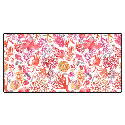 Ninola Design Botanic Retreat Coral Reef Crab Lobster Red Desk Mat