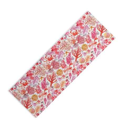 Ninola Design Botanic Retreat Coral Reef Crab Lobster Red Yoga Mat