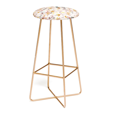 Ninola Design Botanic Retreat Floral Oleander Whimsical Soft Pink Bar Stool