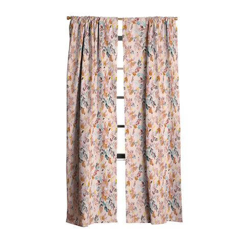 Ninola Design Botanic Retreat Floral Oleander Whimsical Soft Pink Blackout Window Curtain