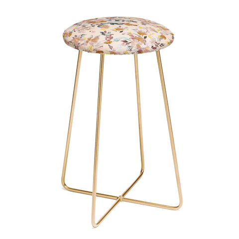 Ninola Design Botanic Retreat Floral Oleander Whimsical Soft Pink Counter Stool