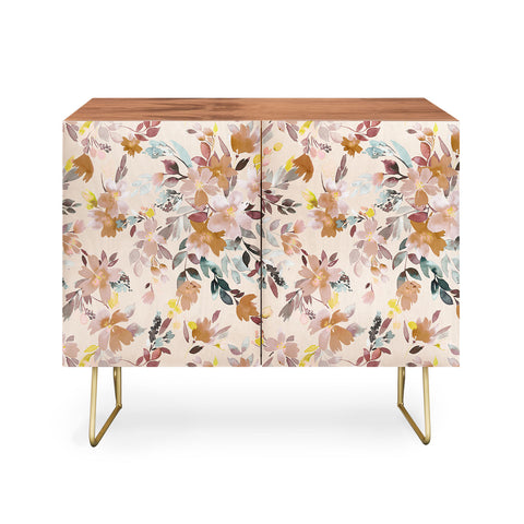 Ninola Design Botanic Retreat Floral Oleander Whimsical Soft Pink Credenza