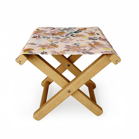 Ninola Design Botanic Retreat Floral Oleander Whimsical Soft Pink Folding Stool