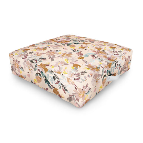 Ninola Design Botanic Retreat Floral Oleander Whimsical Soft Pink Outdoor Floor Cushion