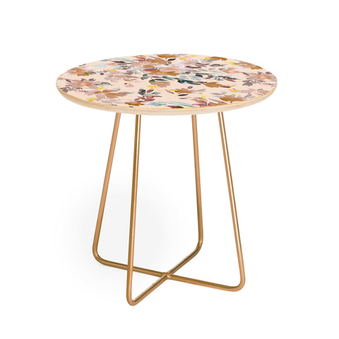 Ninola Design Botanic Retreat Floral Oleander Whimsical Soft Pink Round Side Table