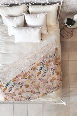 Ninola Design Botanic Retreat Floral Oleander Whimsical Soft Pink Fleece Throw Blanket