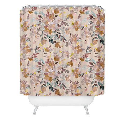 Ninola Design Botanic Retreat Floral Oleander Whimsical Soft Pink Shower Curtain