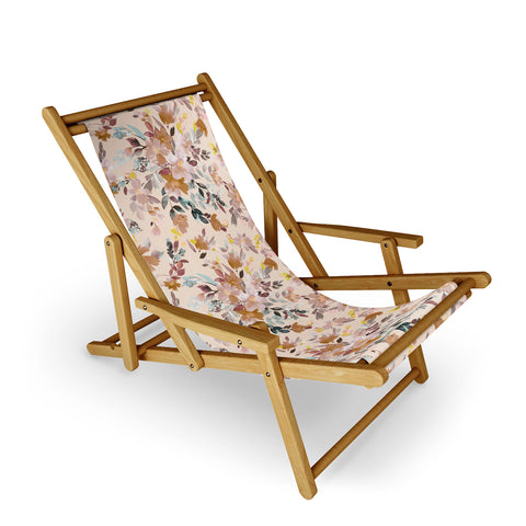 Ninola Design Botanic Retreat Floral Oleander Whimsical Soft Pink Sling Chair