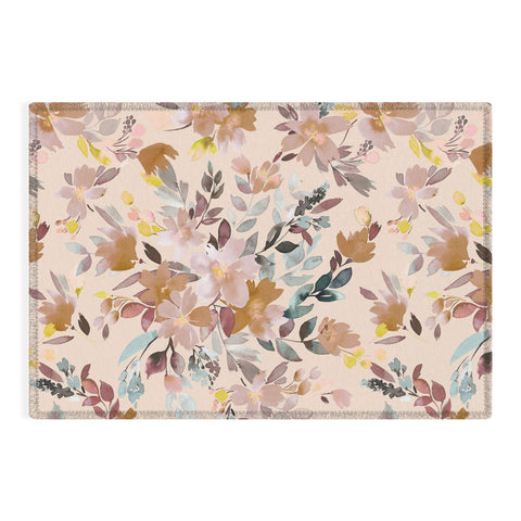 Ninola Design Botanic Retreat Floral Oleander Whimsical Soft Pink Outdoor Rug