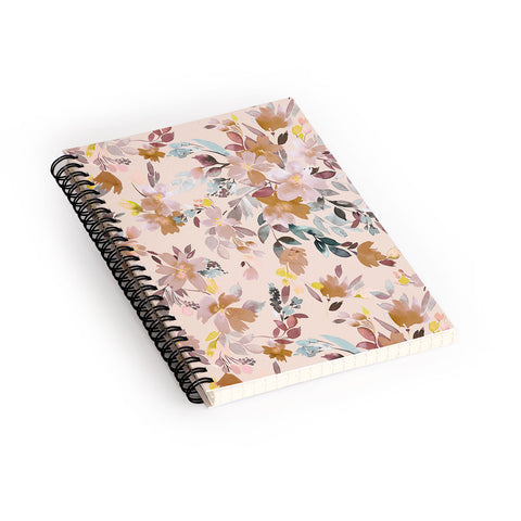 Ninola Design Botanic Retreat Floral Oleander Whimsical Soft Pink Spiral Notebook
