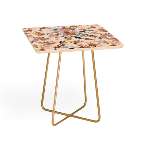 Ninola Design Botanic Retreat Floral Oleander Whimsical Soft Pink Side Table
