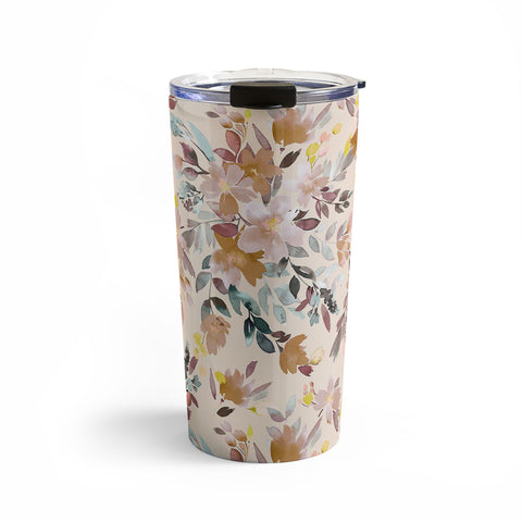 Ninola Design Botanic Retreat Floral Oleander Whimsical Soft Pink Travel Mug