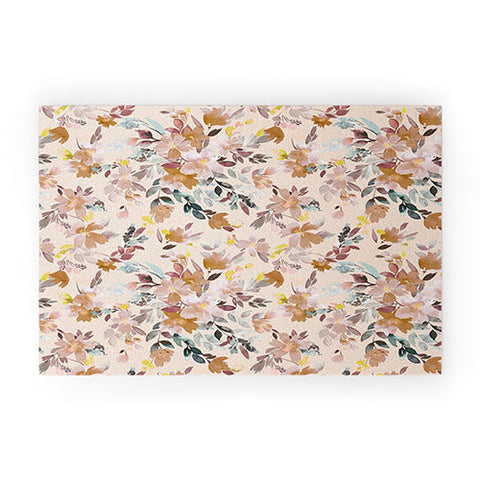 Ninola Design Botanic Retreat Floral Oleander Whimsical Soft Pink Welcome Mat